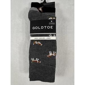 GoldToe Dress Socks Men 6-12.5 Black Gray Ducks Hound Dogs 3 Pack Men’s NEW